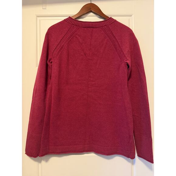 Eddie Bauer Cotton Blend V Neck Sweater in Mulberry, Women's Size M - Picture 5 of 8